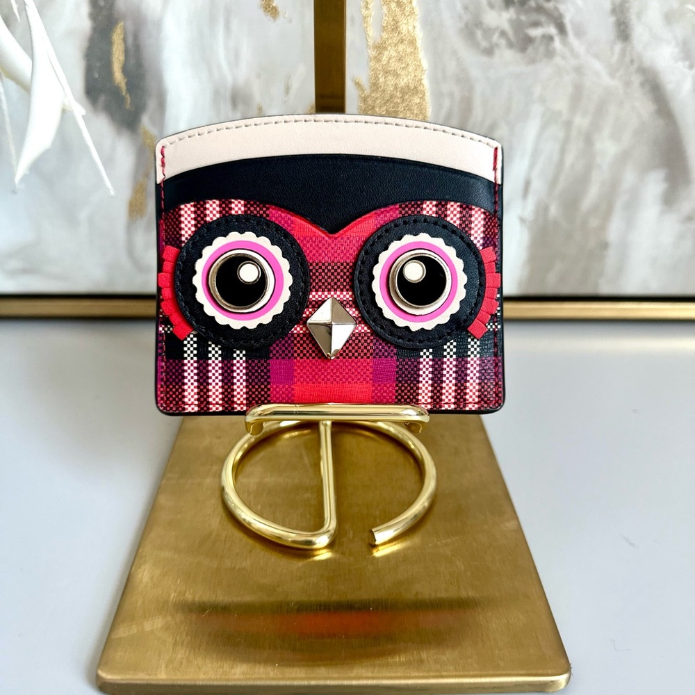 EUC Kate Spade Blinx Plaid Owl Cardholder